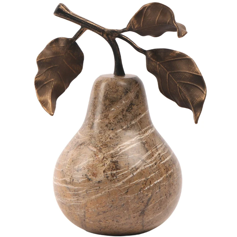 Pear Ornament in Brown Marble