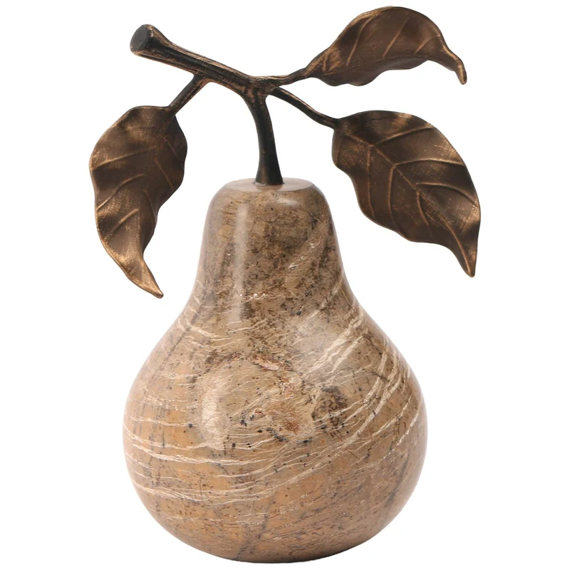 Pear Ornament in Brown Marble