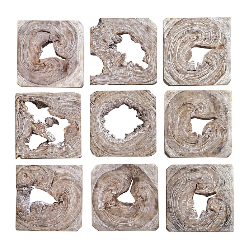 Bahati Wood Wall Art, S/9