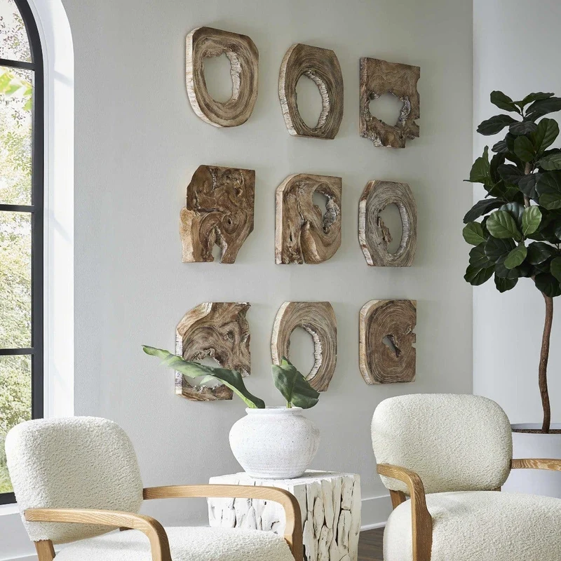 Bahati Wood Wall Art, S/9