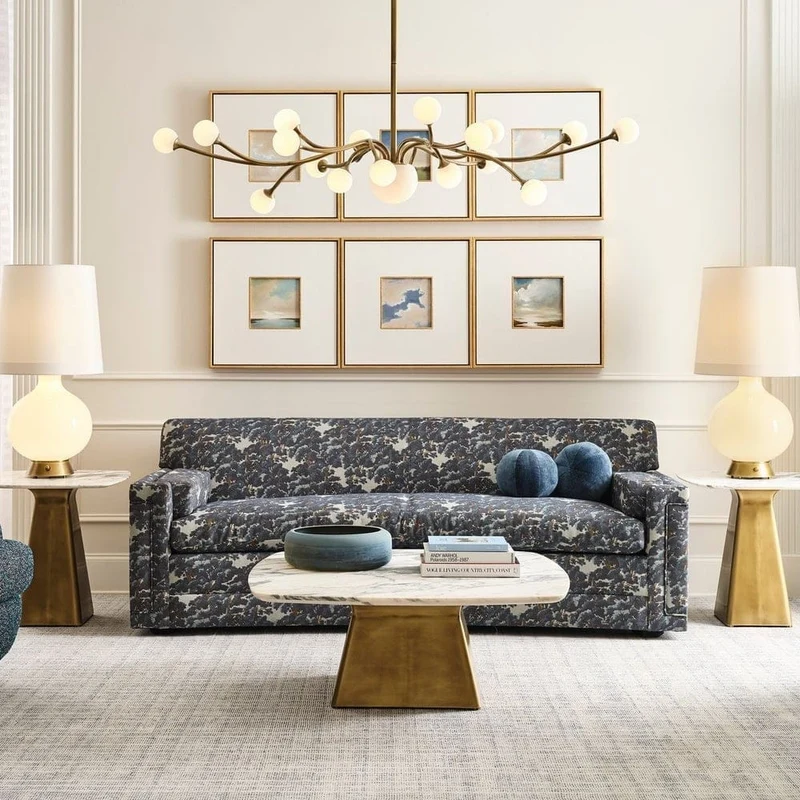 Equilateral Coffee Table in Arabescato and Brass