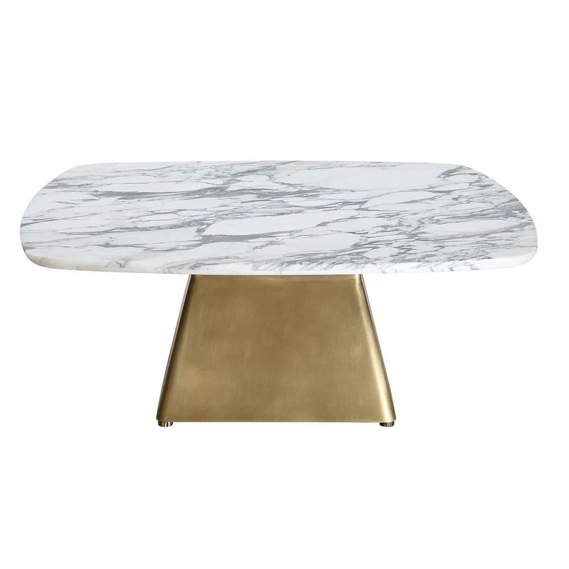 Equilateral Coffee Table in Arabescato and Brass