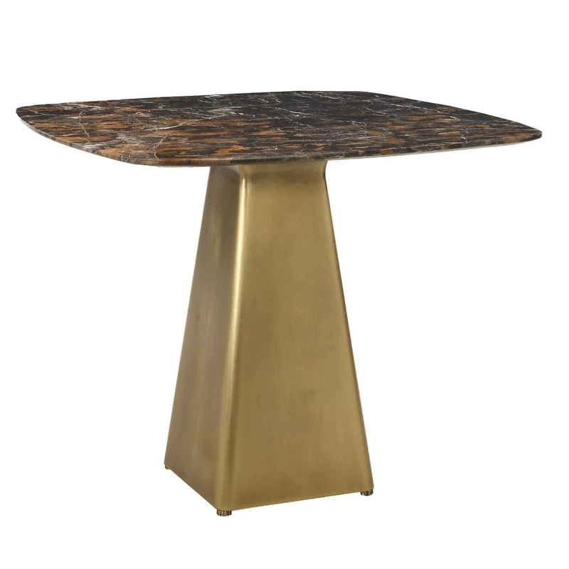 Equilateral Bistro Table in Michelangelo and Brass