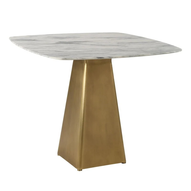 Equilateral Bistro Table in Arabescato and Brass