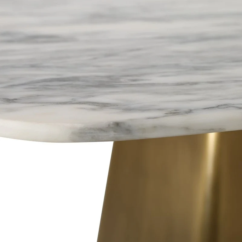 Equilateral Bistro Table in Arabescato and Brass