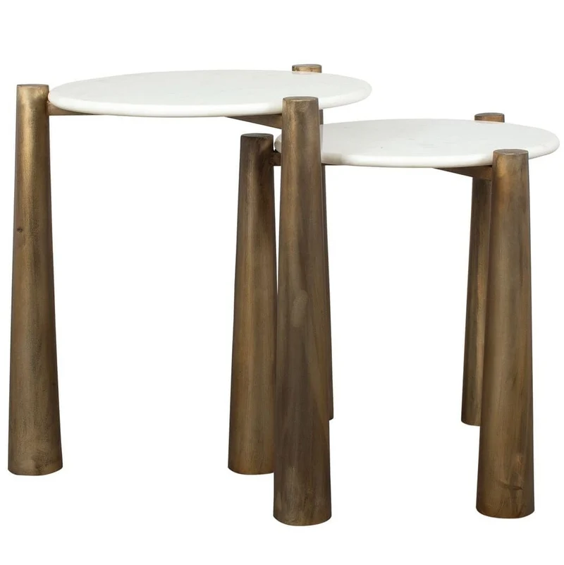 Claridge Nesting Tables in White Marble - Set of 2