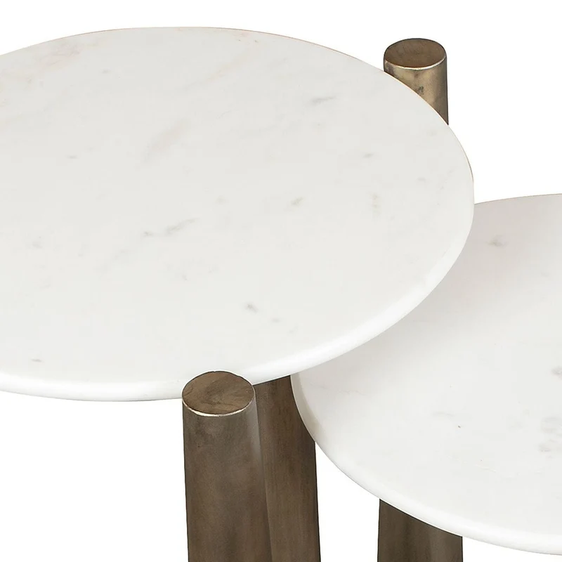 Claridge Nesting Tables in White Marble - Set of 2
