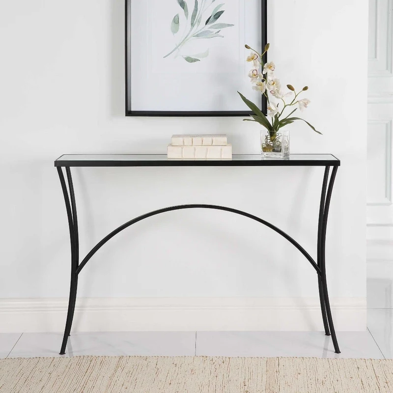 Alayna Console Table in Black Metal