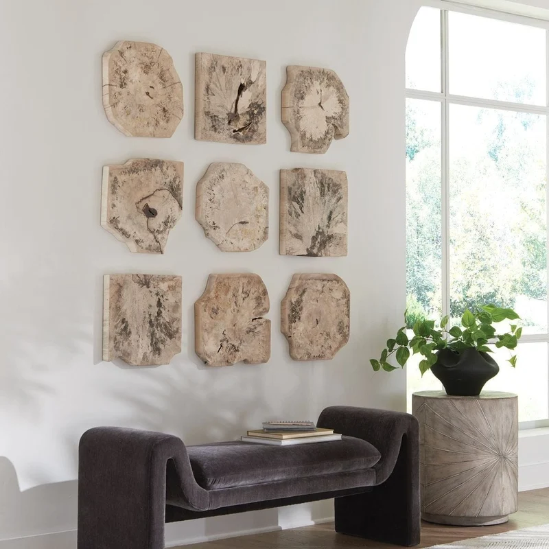Bahati Wood Bleached Wall Decor - Set of 9