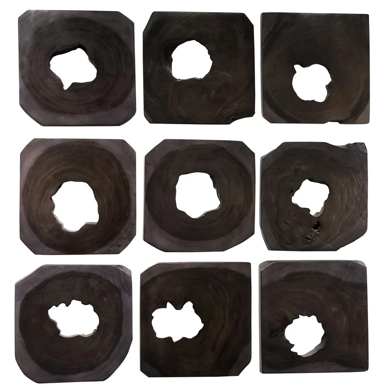 Bahati Ebony Wood Wall Art, S/9