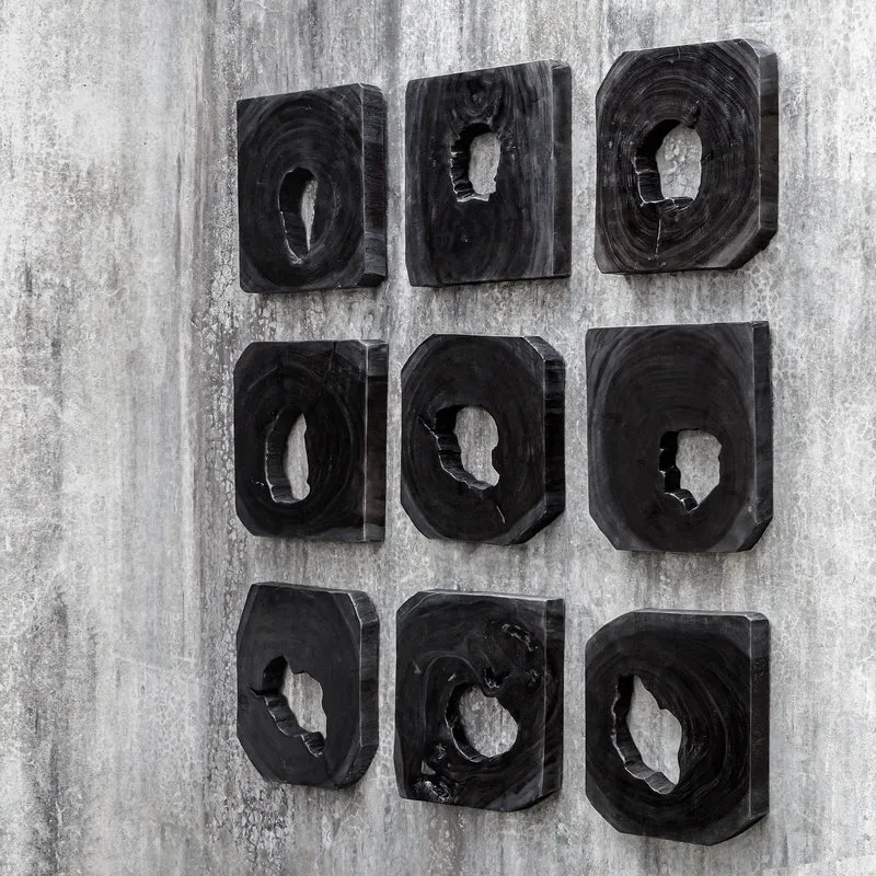 Bahati Ebony Wood Wall Art, S/9