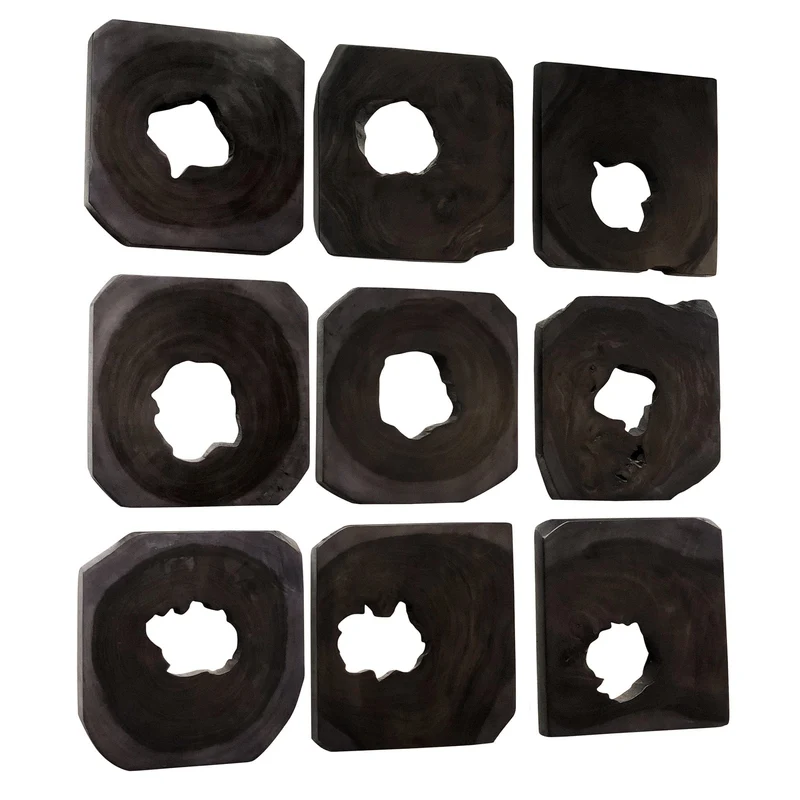 Bahati Ebony Wood Wall Art, S/9