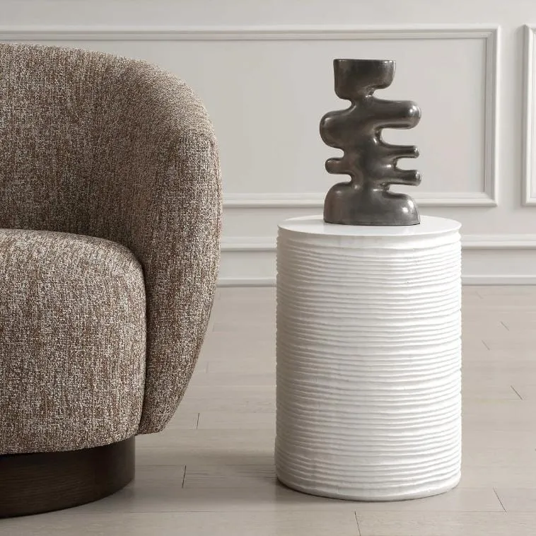Borderline White Drum Table