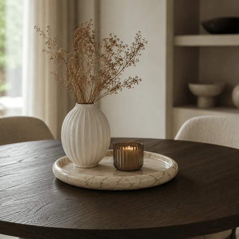 Zoro Cream Marble Round Tray