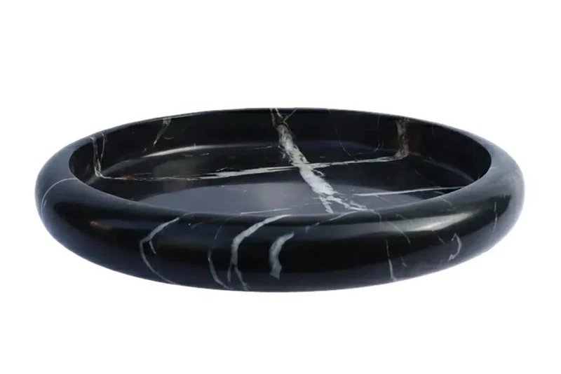 Zoro Black and White Marble Round Tray