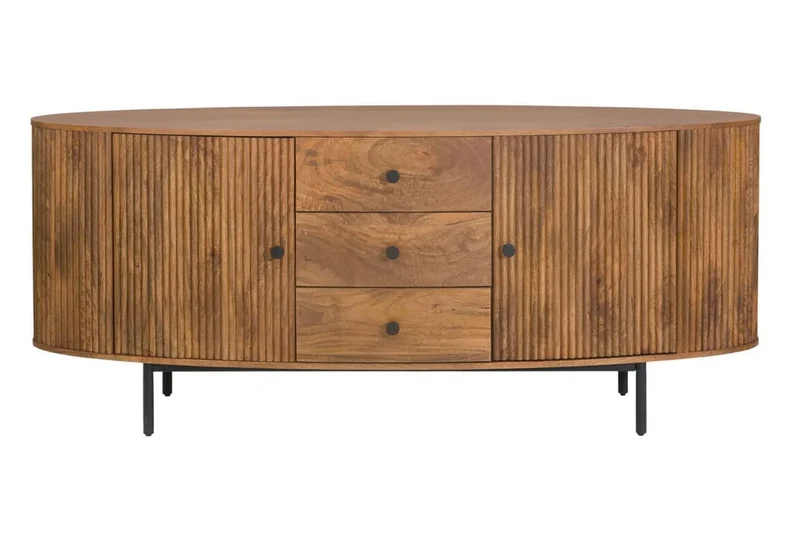 Torello Two Door Three Drawer Mango Wood Oval Sideboard