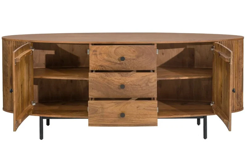 Torello Two Door Three Drawer Mango Wood Oval Sideboard