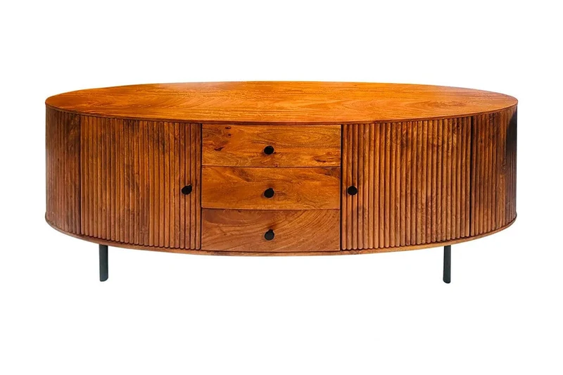 Torello Two Door Three Drawer Mango Wood Oval Sideboard