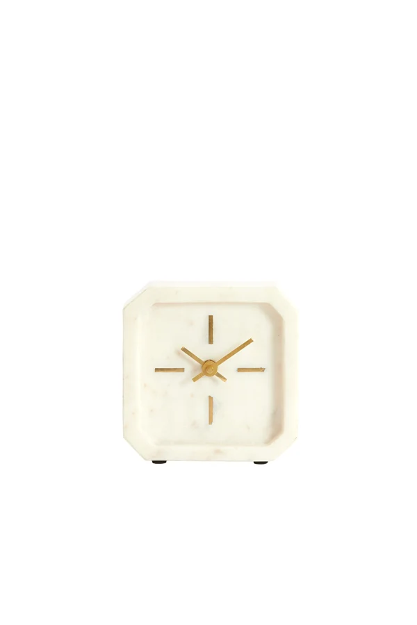 Clock 13x4x13 cm PABLIA marble white | OUTLET