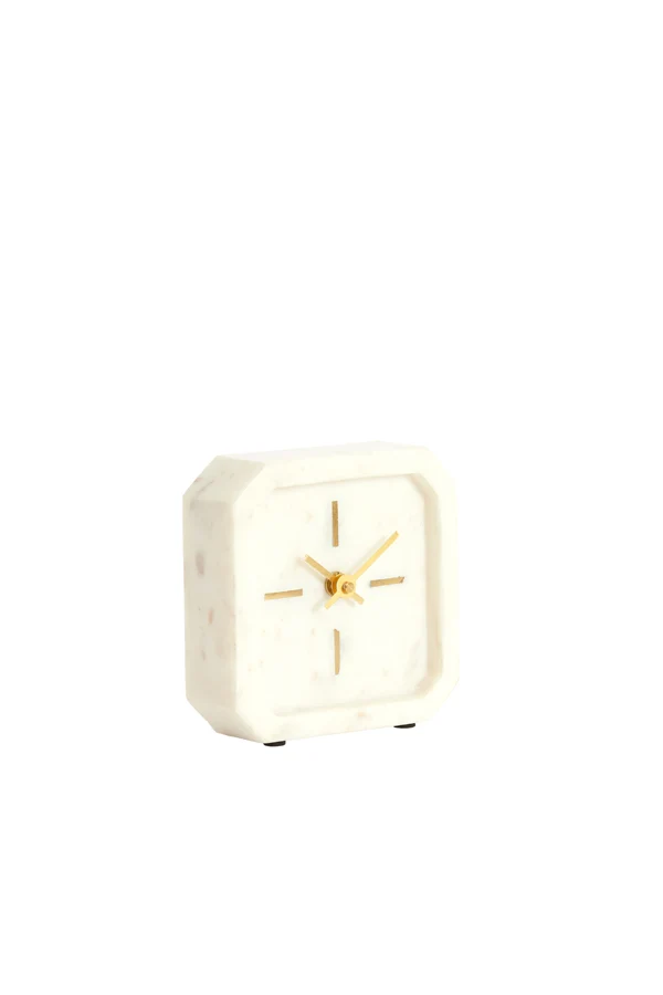 Clock 13x4x13 cm PABLIA marble white | OUTLET