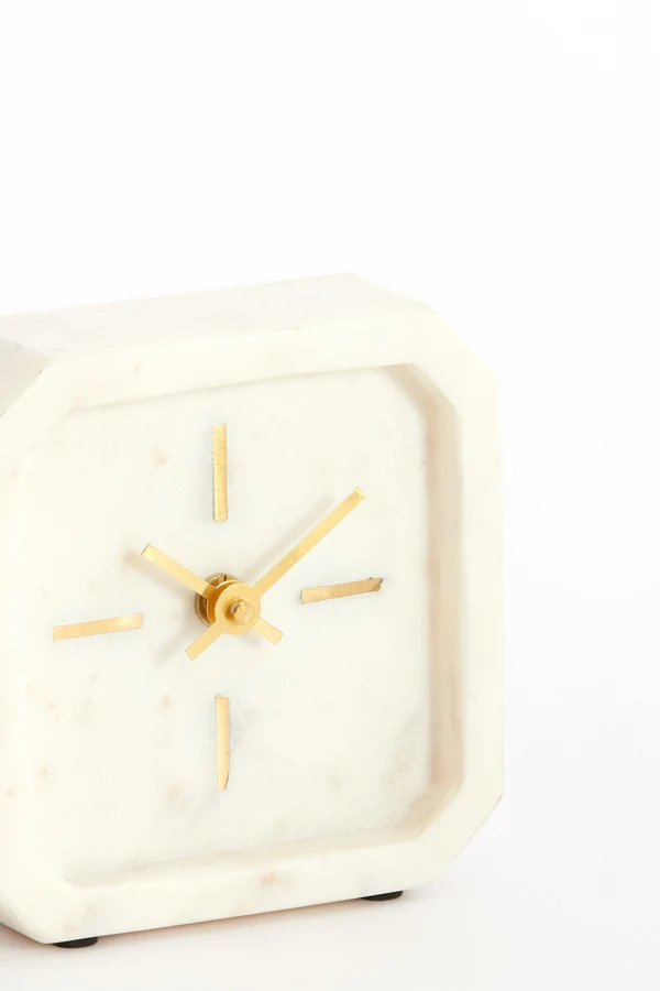Clock 13x4x13 cm PABLIA marble white | OUTLET