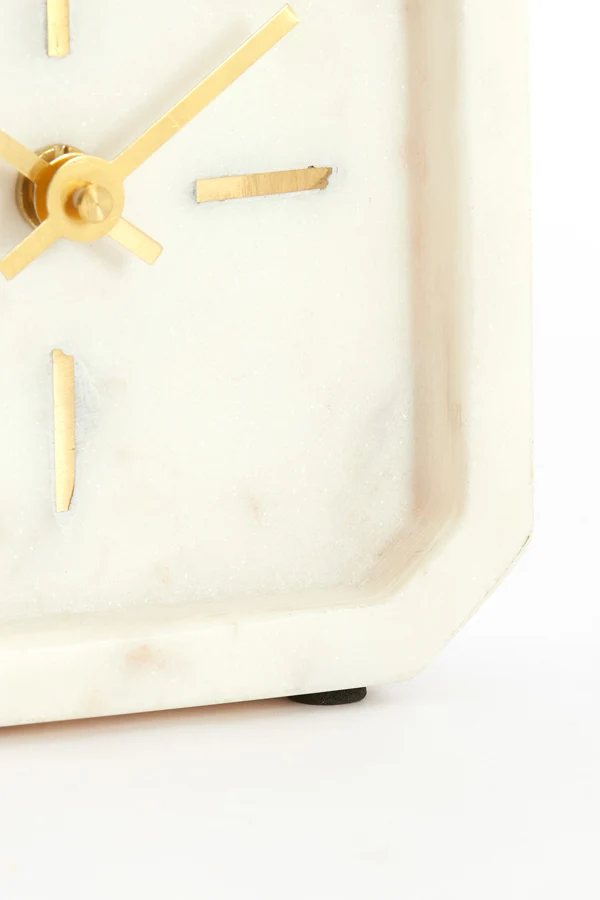 Clock 13x4x13 cm PABLIA marble white | OUTLET