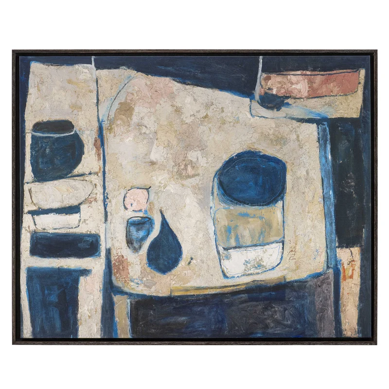 Blue Tableau Framed Canvas