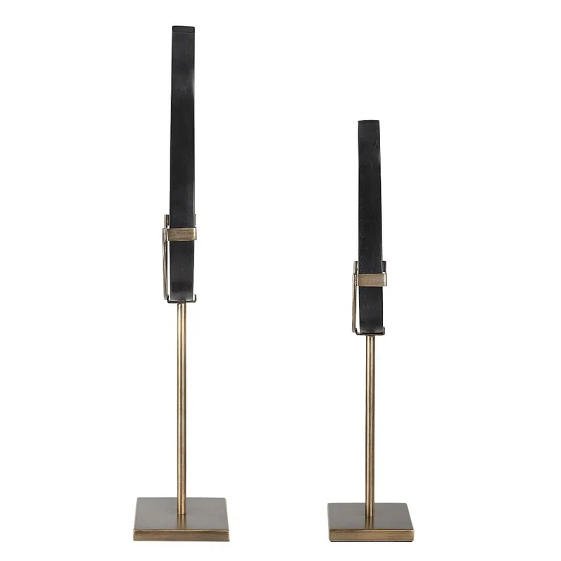 Abstract Flame Sculptures in Black - Set of 2