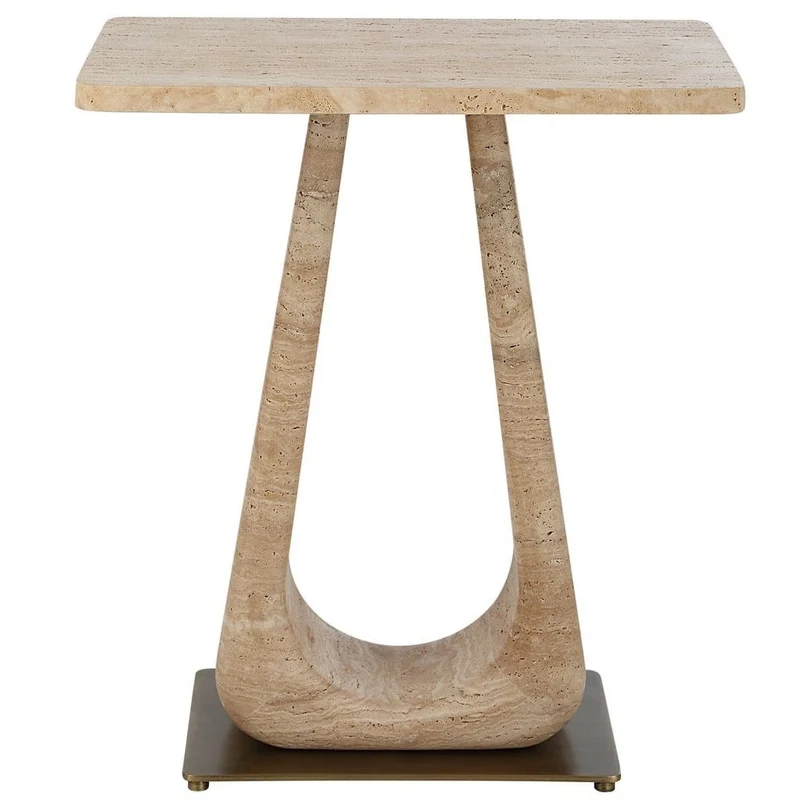 About Turn Side Table in Travertine