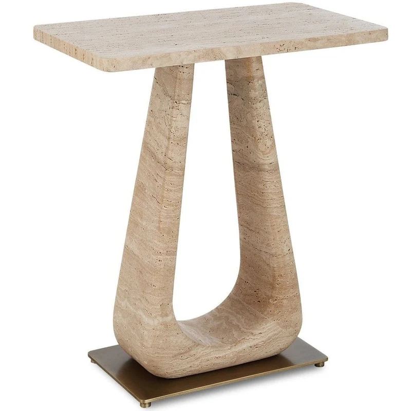 About Turn Side Table in Travertine