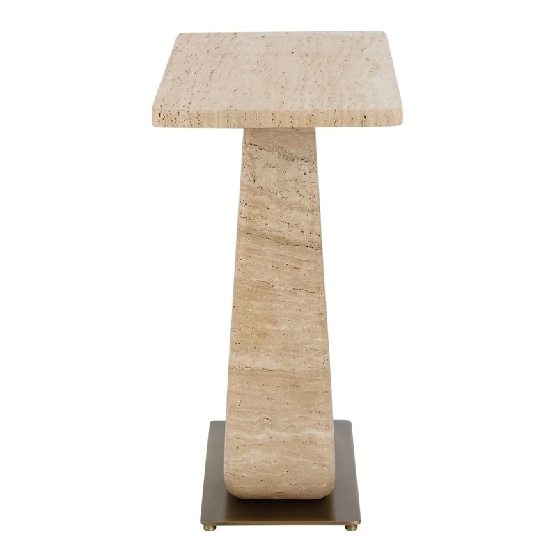 About Turn Side Table in Travertine