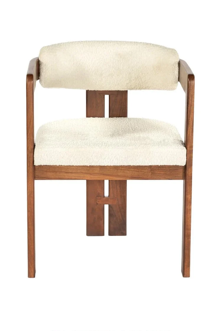 Torello Boucle Fabric and Mango Wood Dining Chair