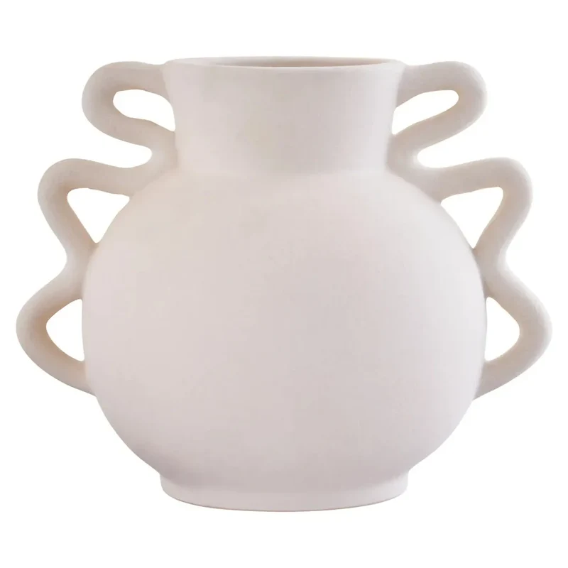 Sonata Small White Vase with Abstract Handles