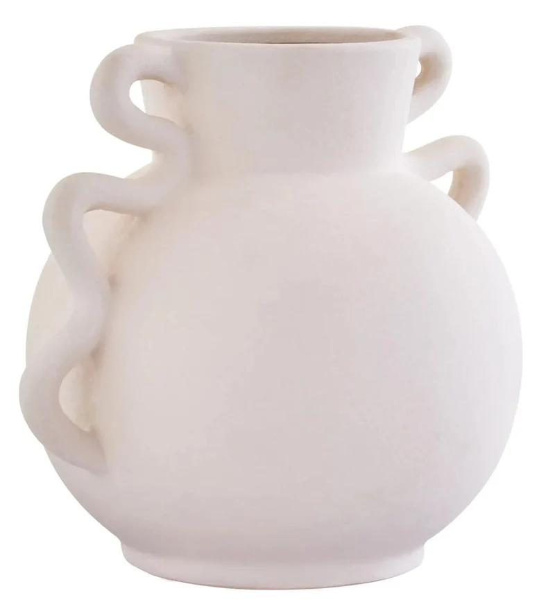 Sonata Small White Vase with Abstract Handles