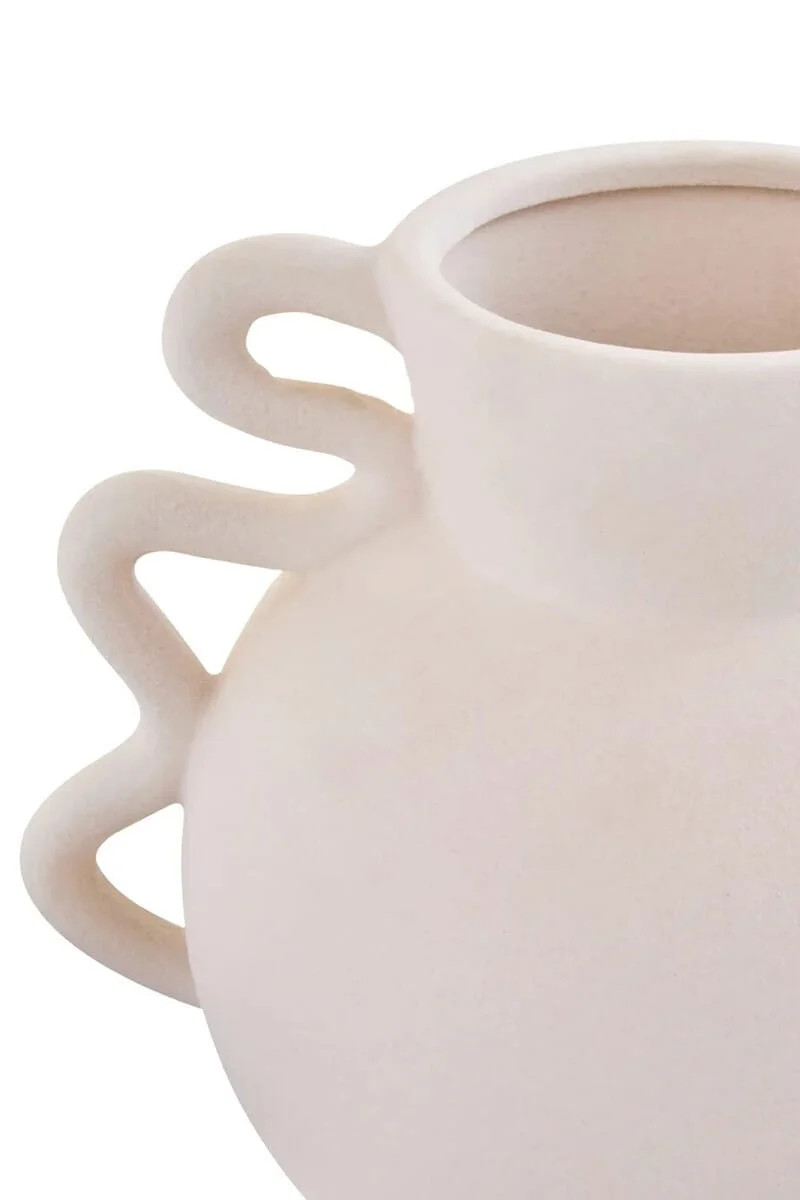 Sonata Small White Vase with Abstract Handles