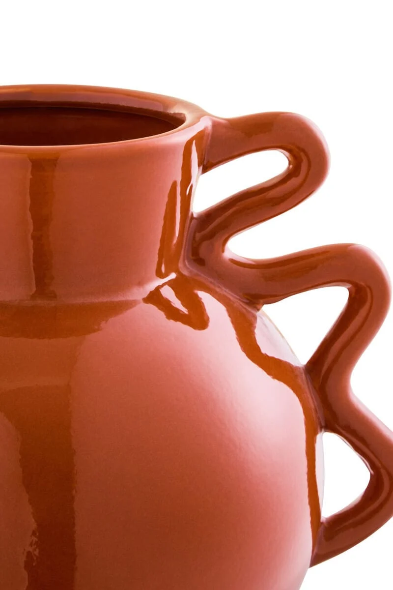 Sonata Small Burnt Orange Vase with Abstract Handles
