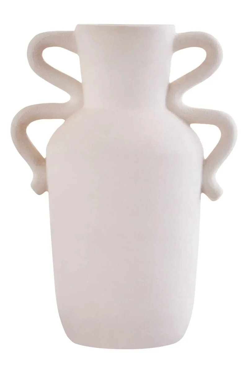 Sonata Large White Vase with Abstract Handles