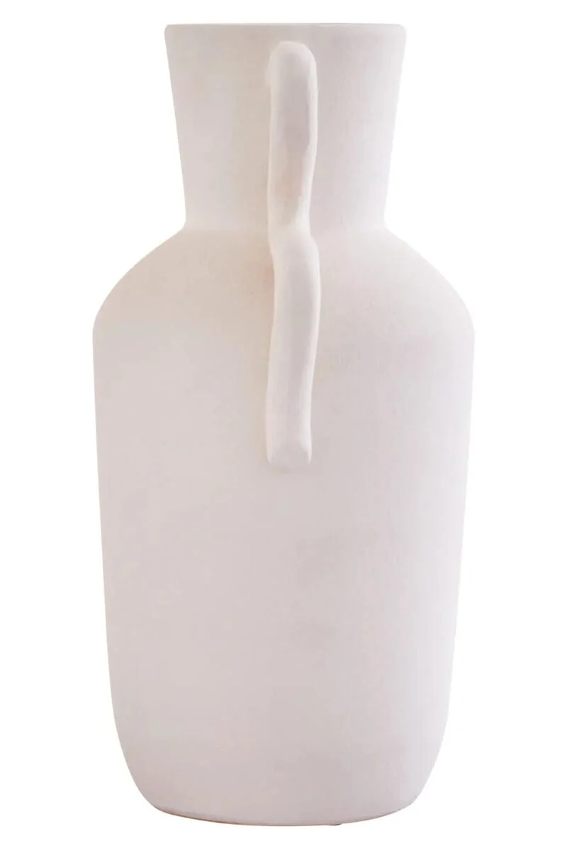 Sonata Large White Vase with Abstract Handles