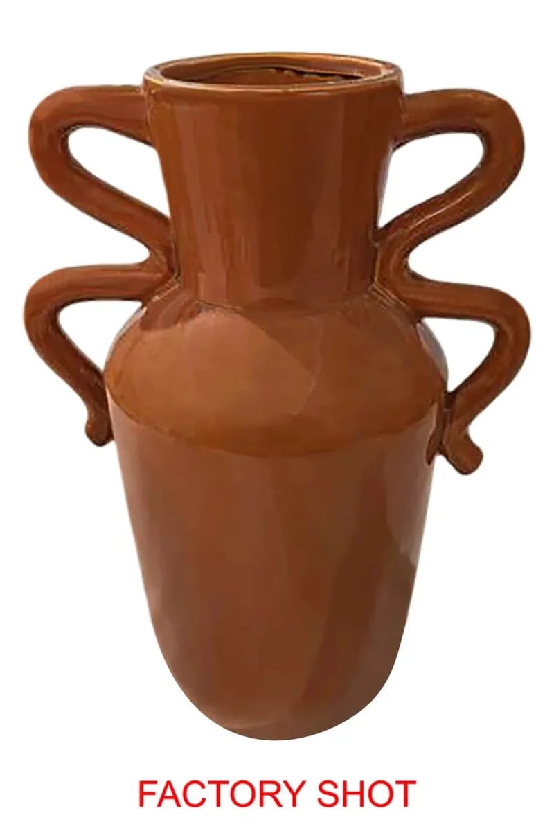 Sonata Large Burnt Orange Vase with Abstract Handles