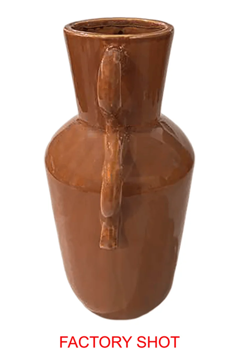 Sonata Large Burnt Orange Vase with Abstract Handles