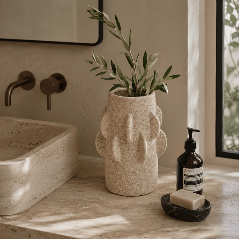 Sidra Small Cream Textured Vase