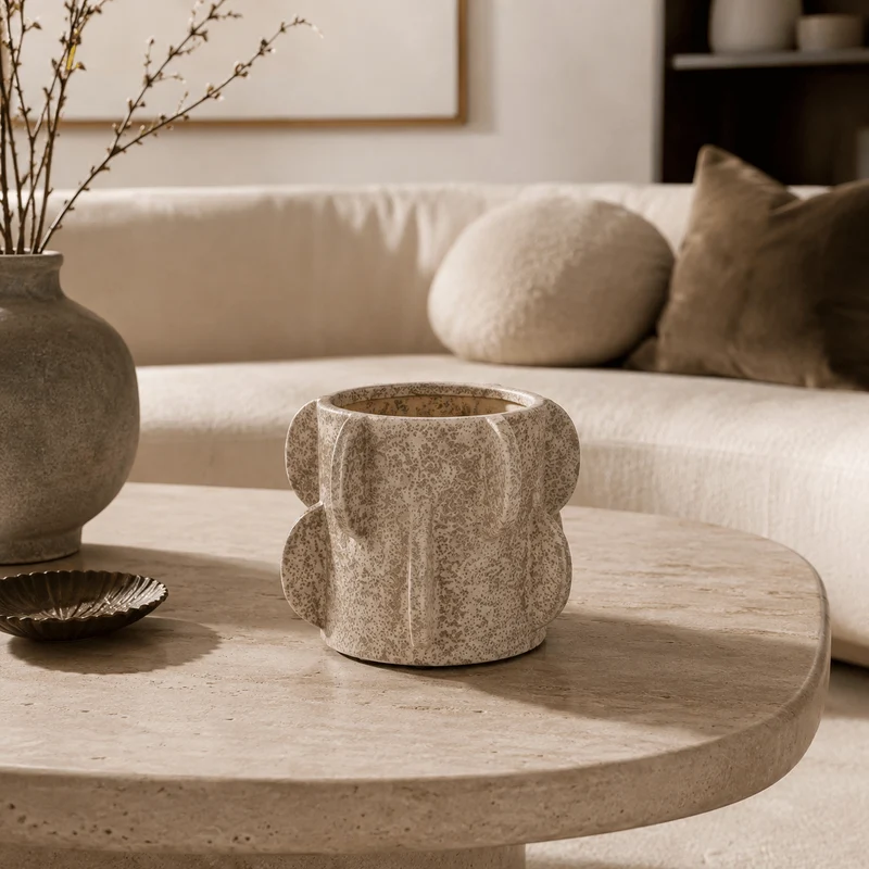 Sidra Small Cream Textured Planter