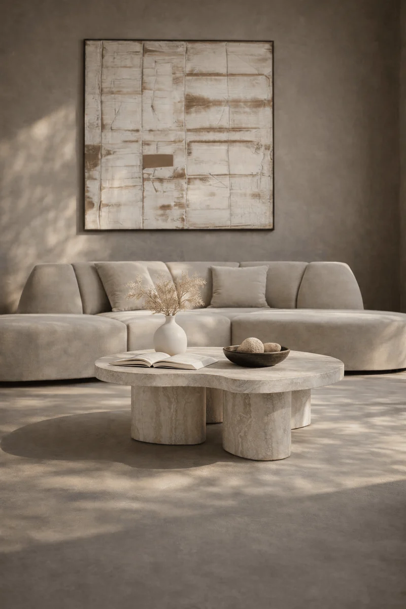 Lilac Coffee Table - Faux Travertine