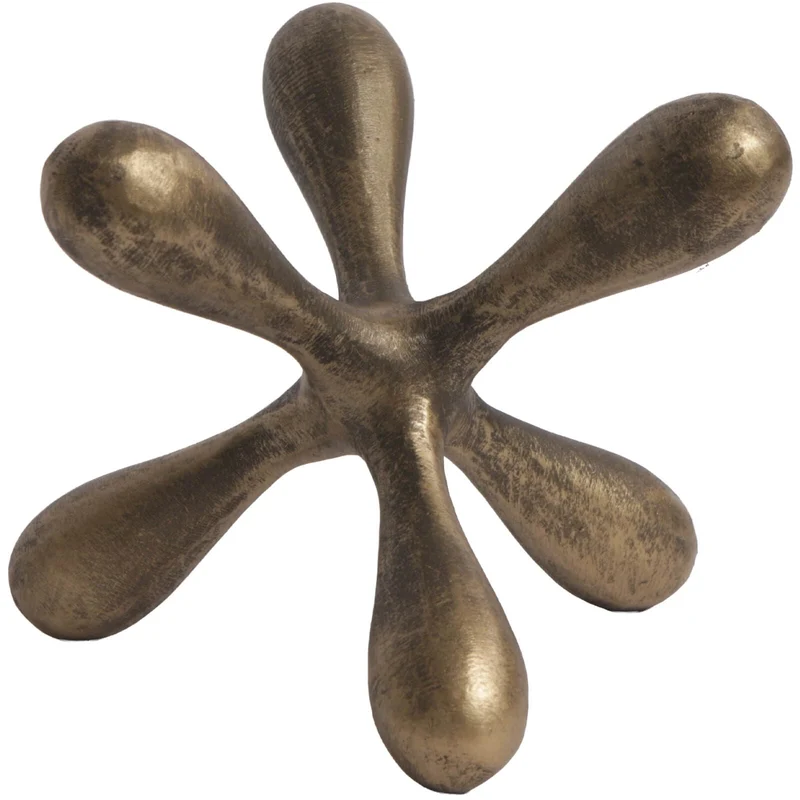 Organic Geometry Sculpture in Aged Golden Bronze