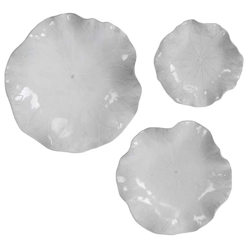 Abella Ceramic Wall-Mounted Bowls in White - Set of 3