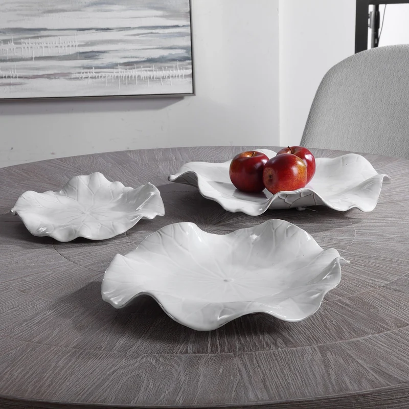 Abella Ceramic Wall-Mounted Bowls in White - Set of 3