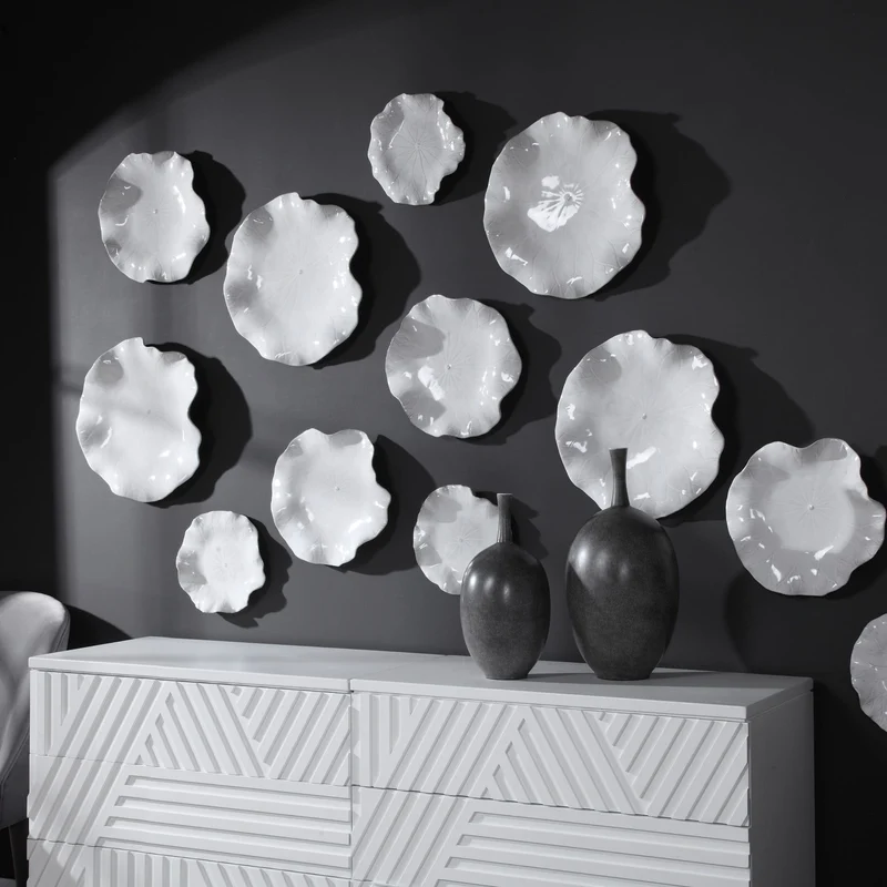 Abella Ceramic Wall-Mounted Bowls in White - Set of 3