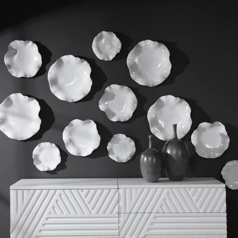 Abella Ceramic Wall-Mounted Bowls in White - Set of 3