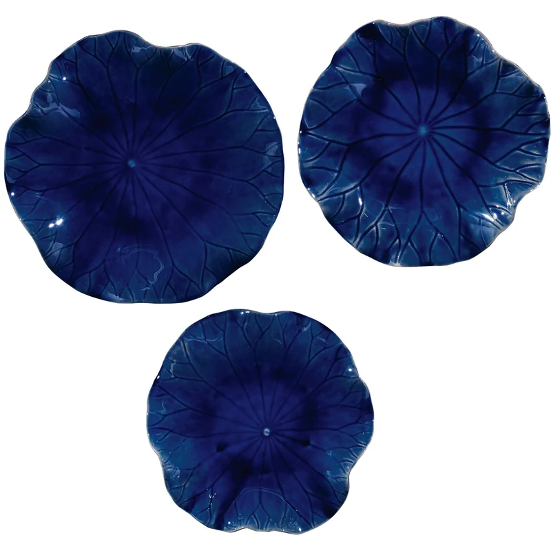 Abella Ceramic Wall-Mounted Bowls in Blue - Set of 3