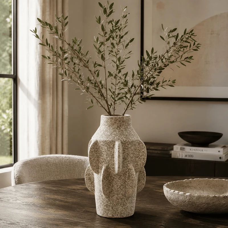 Sidra Large Cream Textured Vase